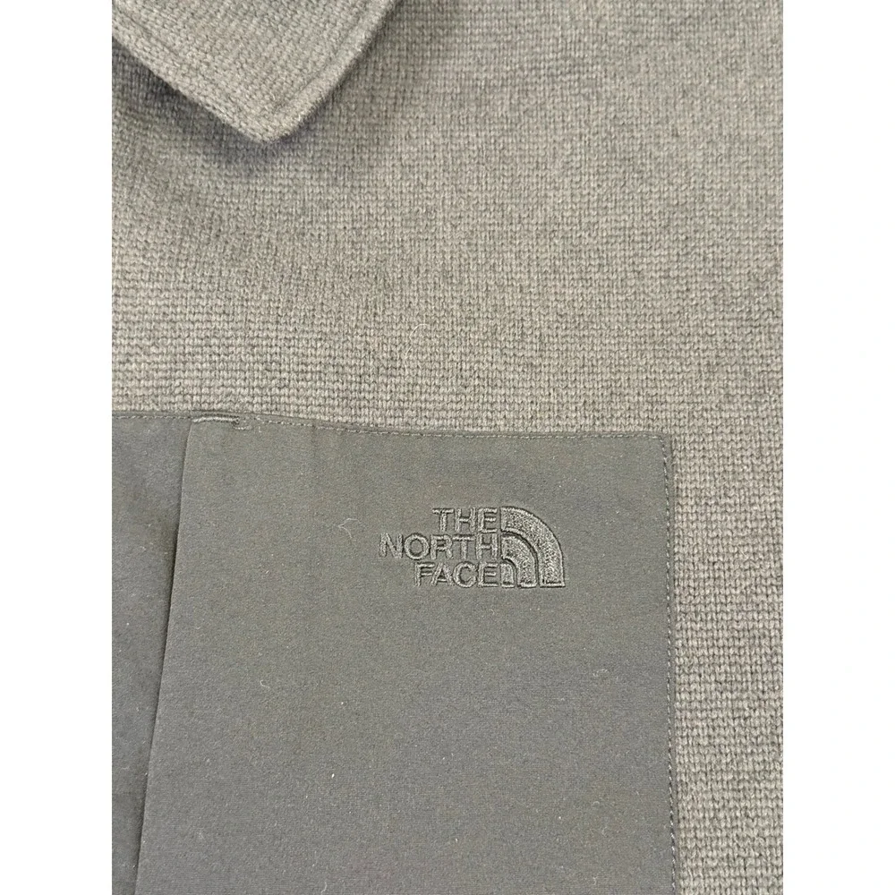 The North Face Mens L Circular Design Fleece‎ Snap Shirt Jacket Gray NF0A84HW
